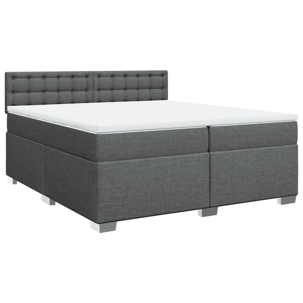 Sommier à lattes de lit avec matelas Gris foncé 200x200cm Tissu - XIOS