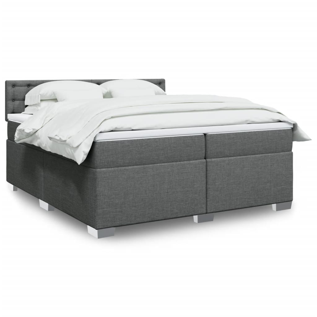Sommier à lattes de lit avec matelas Gris foncé 200x200cm Tissu - XIOS