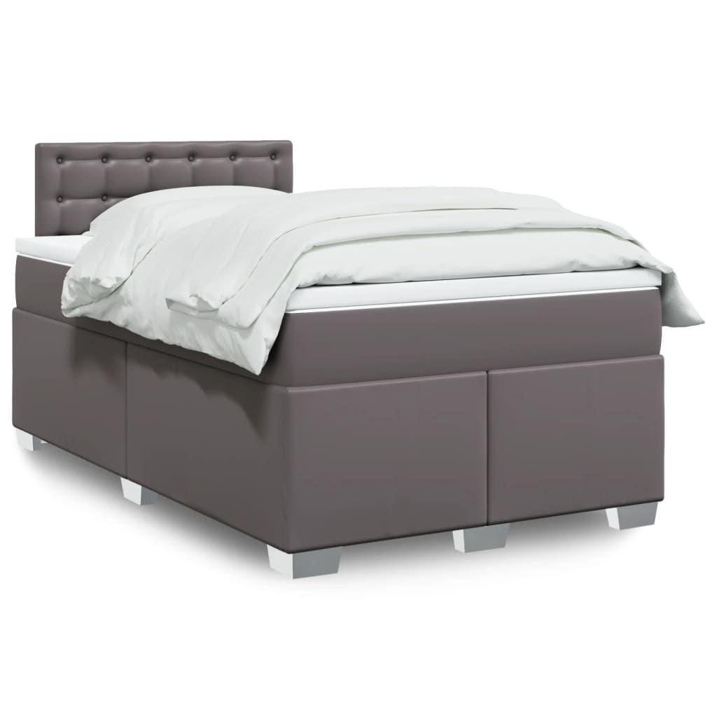 Sommier à lattes de lit avec matelas gris 120x190 cm similicuir - XIOS