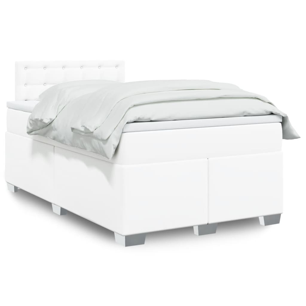 Sommier à lattes de lit avec matelas Blanc 120x200cm Similicuir - XIOS