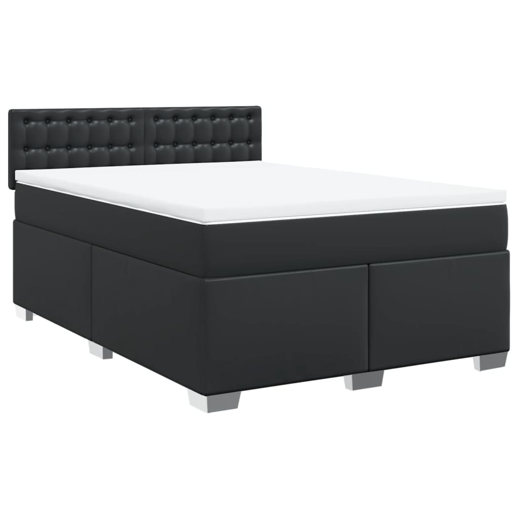 Sommier à lattes de lit avec matelas Noir 140x200 cm Similicuir - XIOS
