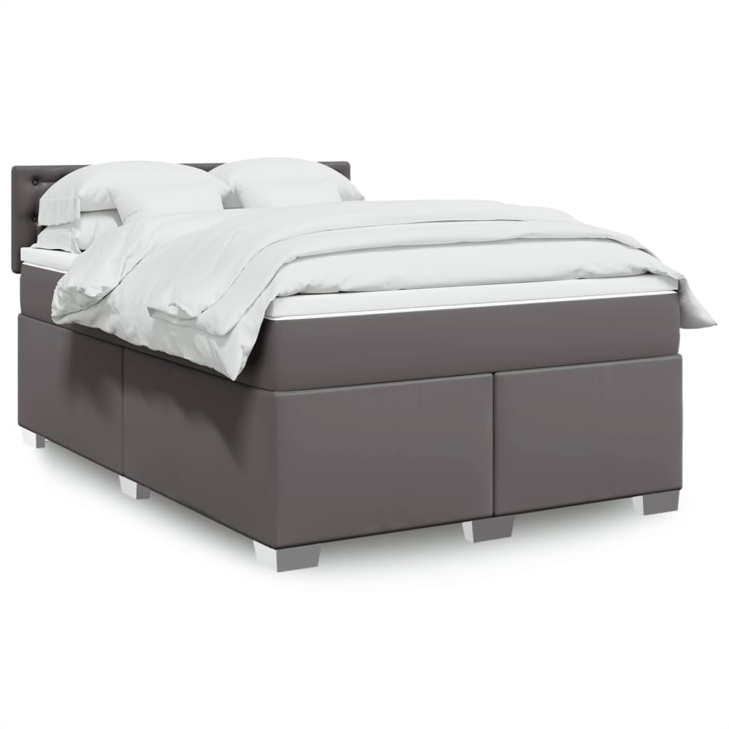 Sommier à lattes de lit avec matelas Gris 140x200 cm Similicuir - XIOS