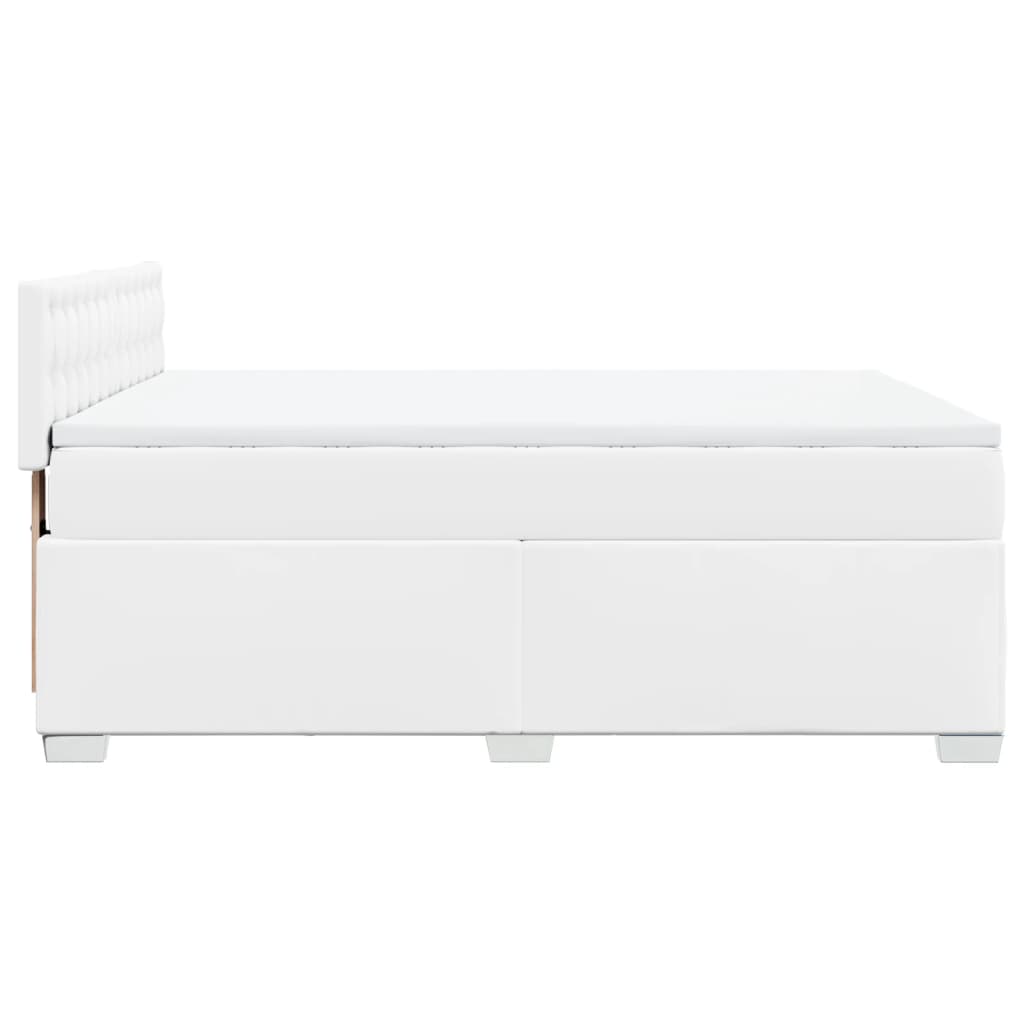 Sommier à lattes de lit avec matelas Blanc 160x200cm Similicuir