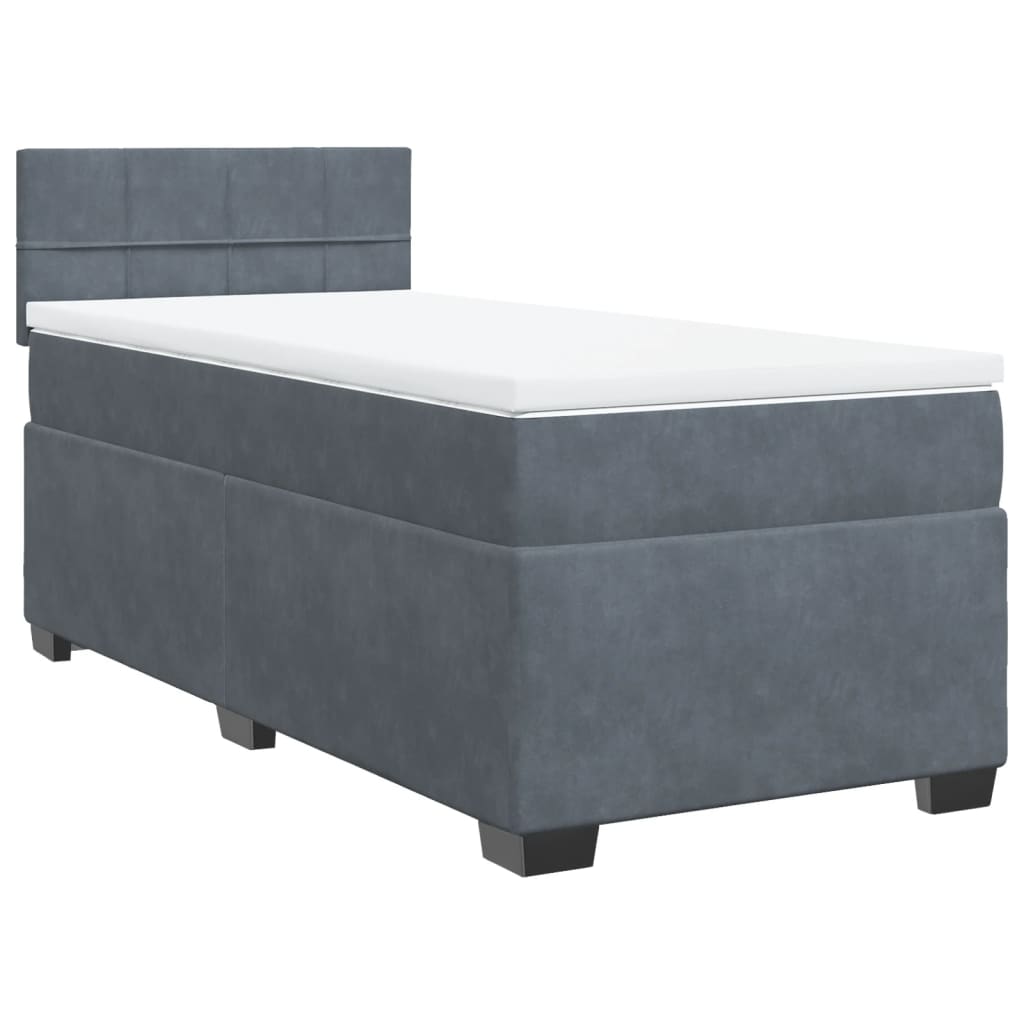 Sommier à lattes de lit et matelas Gris foncé 90x190 cm Velours - XIOS