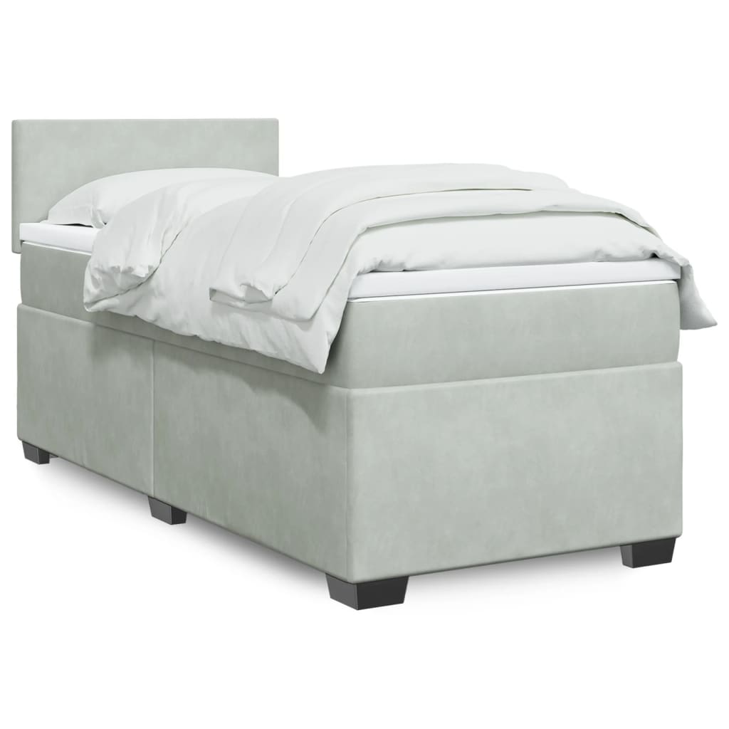 Sommier à lattes de lit et matelas Gris clair 100x200cm Velours - XIOS