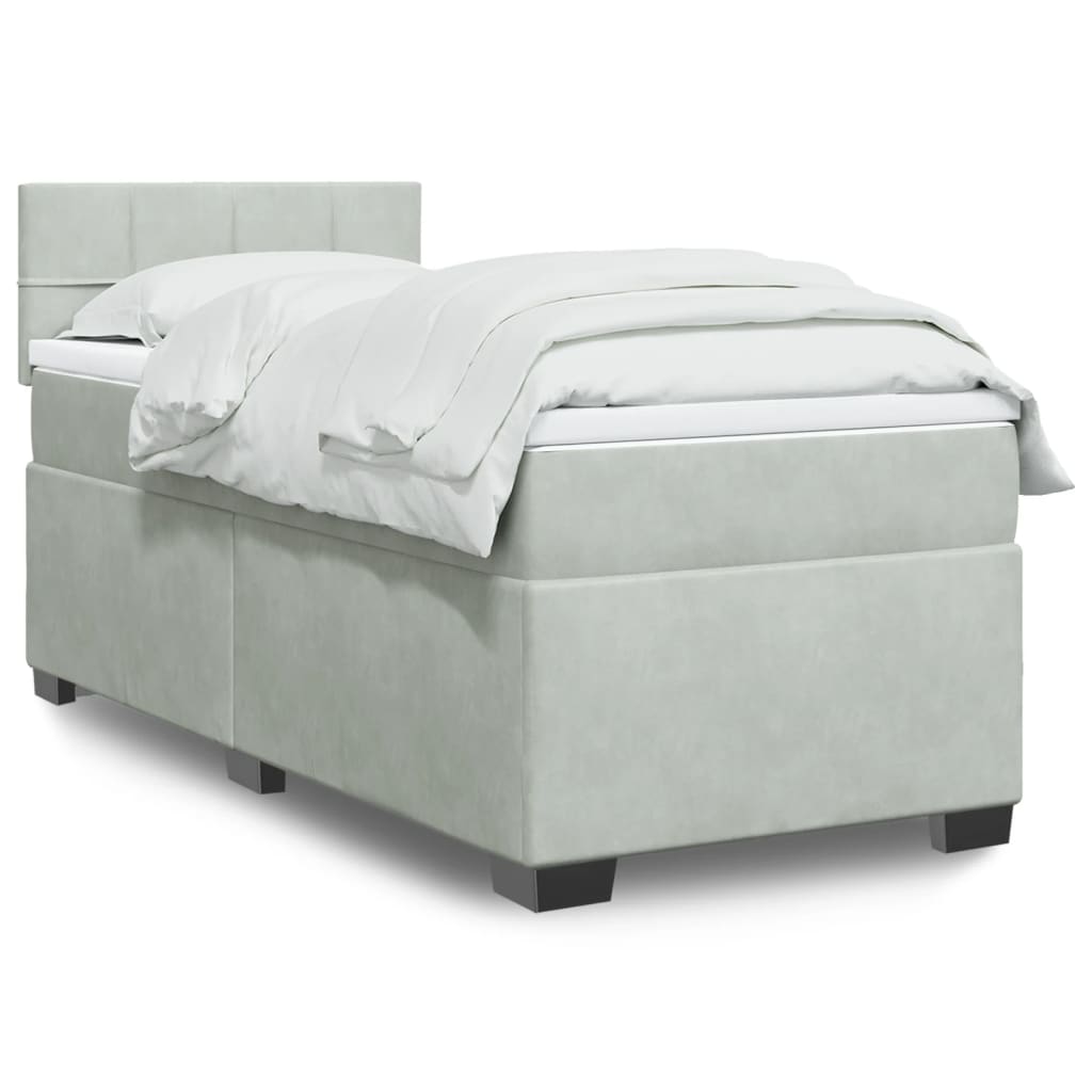 Sommier à lattes de lit et matelas Gris clair 100x200cm Velours - XIOS