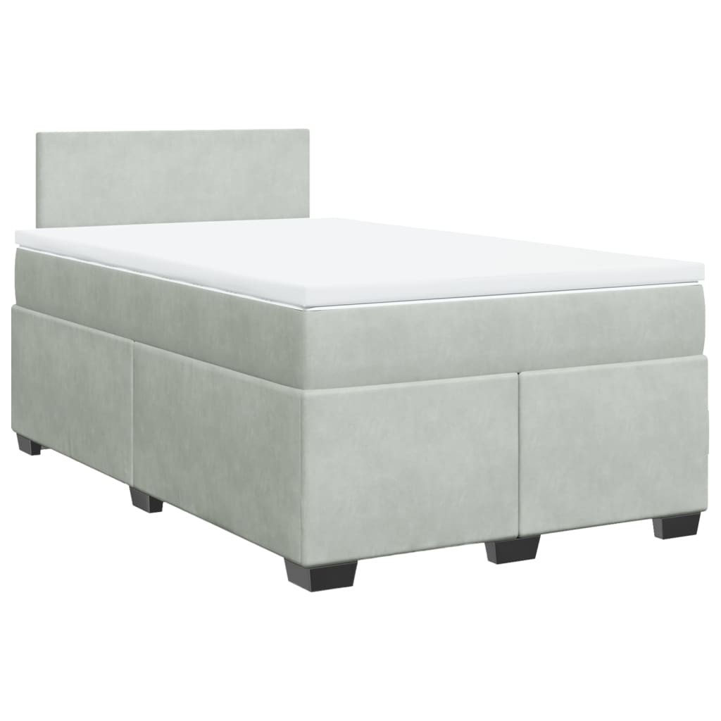 Sommier à lattes de lit et matelas gris clair 120x190cm velours - XIOS