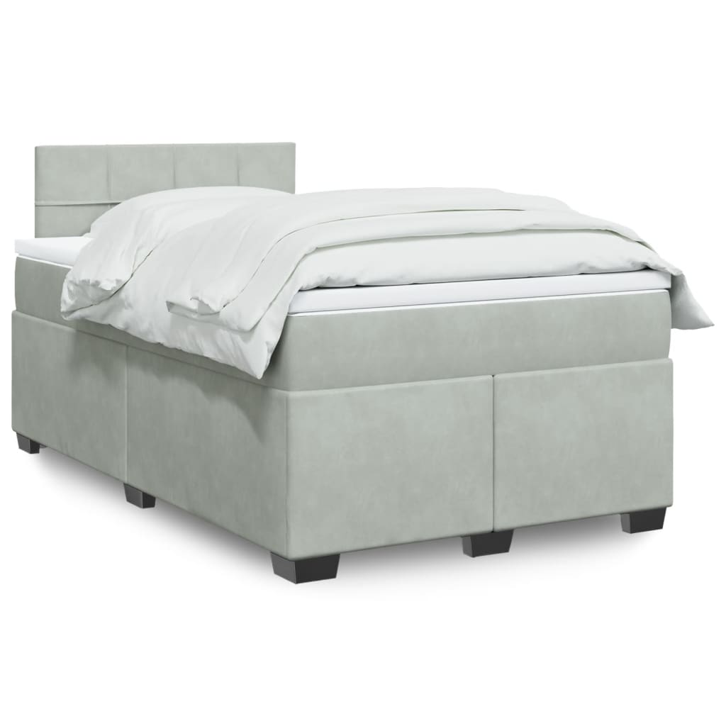 Sommier à lattes de lit et matelas gris clair 120x190cm velours - XIOS