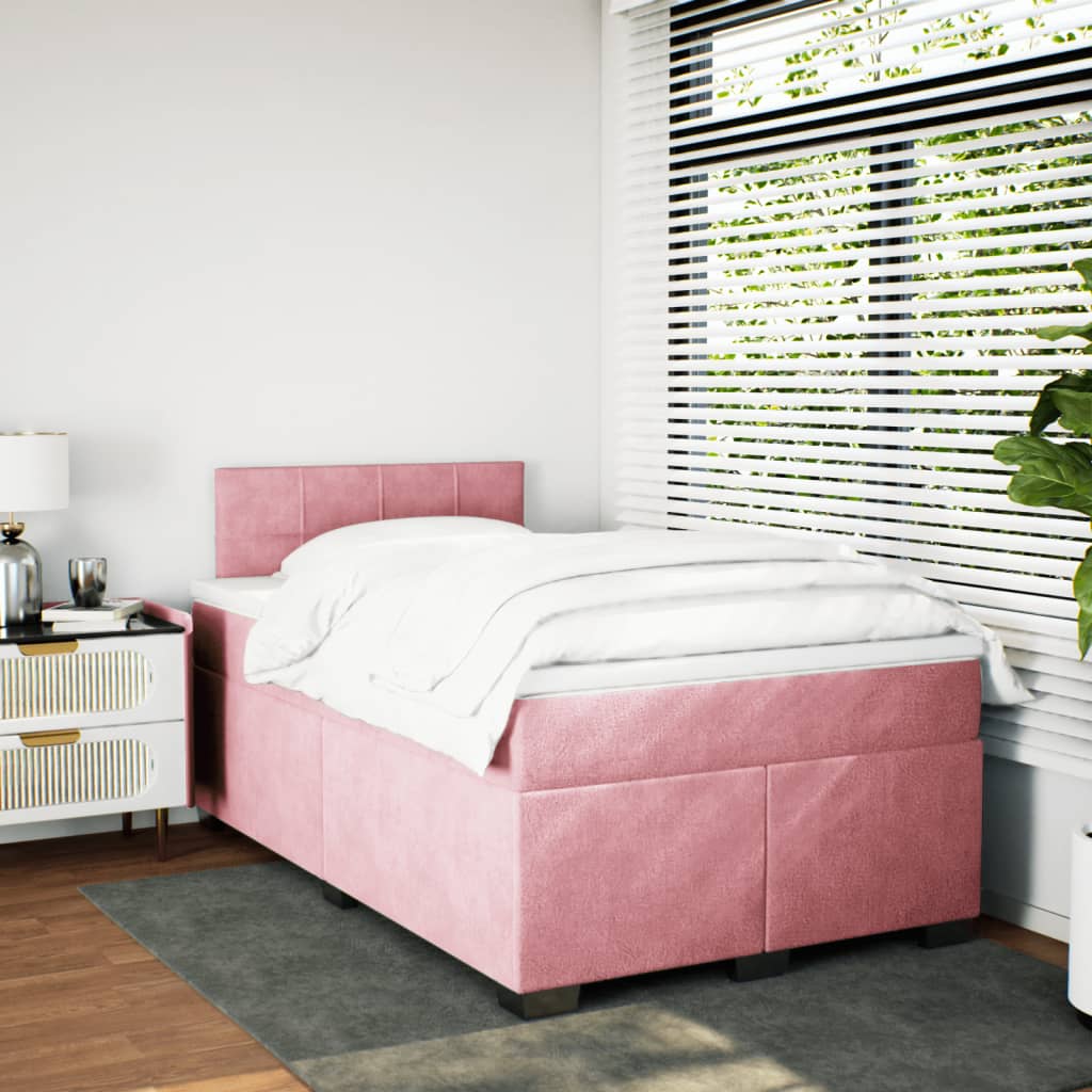 Sommier à lattes de lit avec matelas rose 120x190 cm velours - XIOS