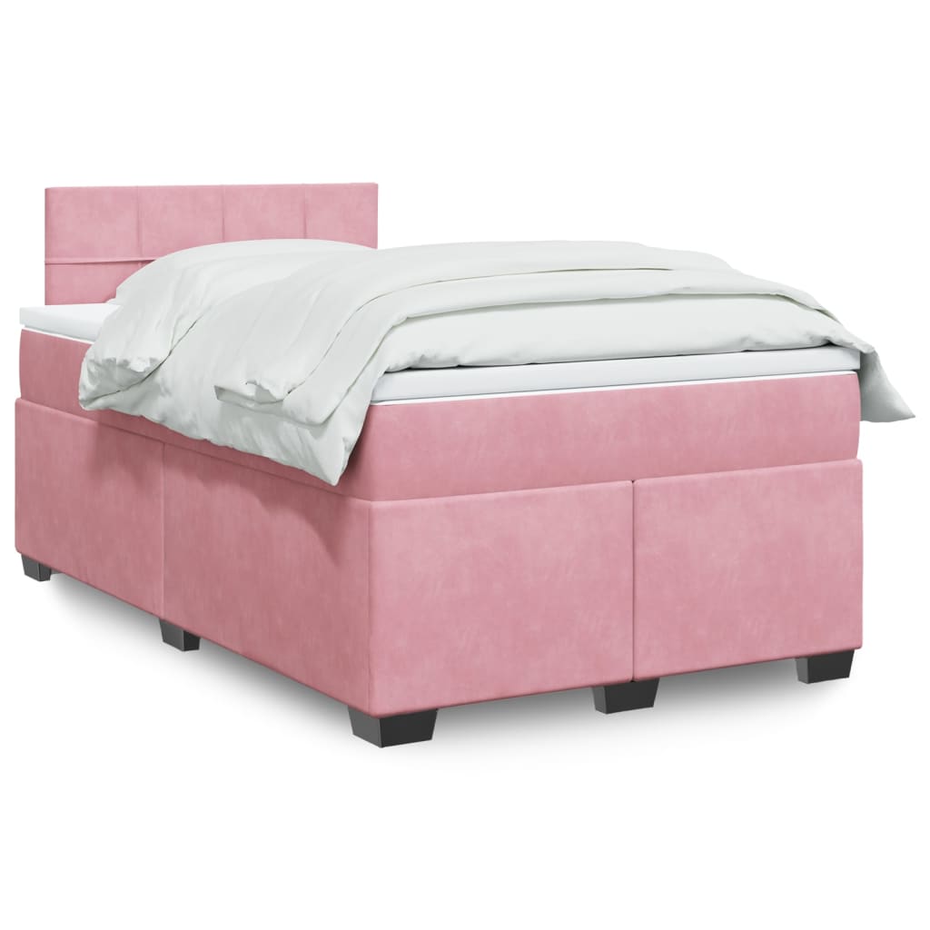 Sommier à lattes de lit avec matelas rose 120x190 cm velours - XIOS