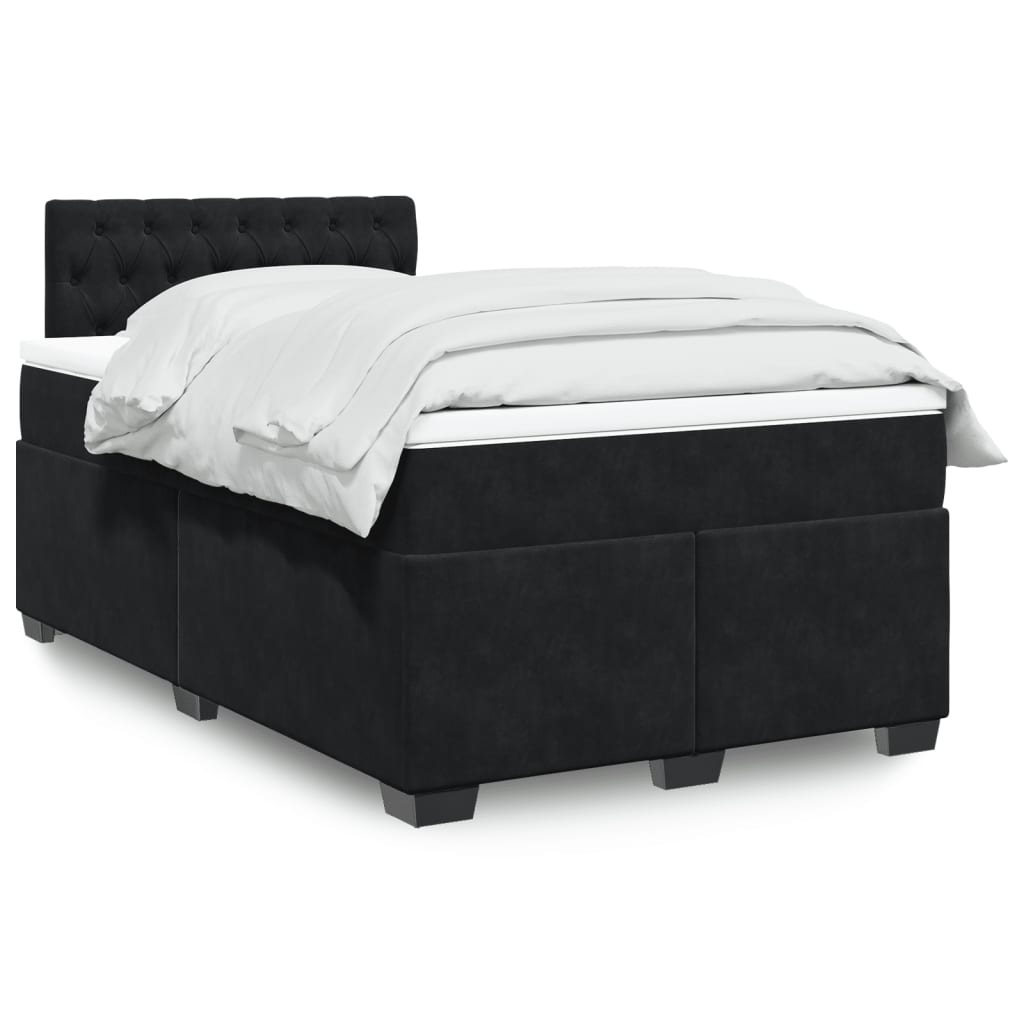 Sommier à lattes de lit avec matelas noir 120x190 cm velours - XIOS