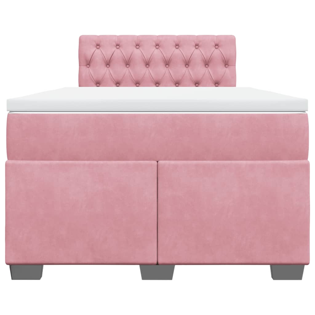 Sommier à lattes de lit avec matelas rose 120x190 cm velours - XIOS