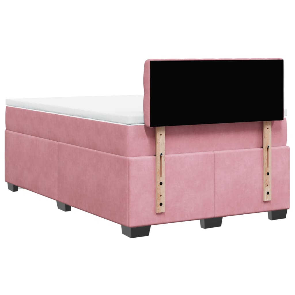 Sommier à lattes de lit avec matelas rose 120x190 cm velours - XIOS