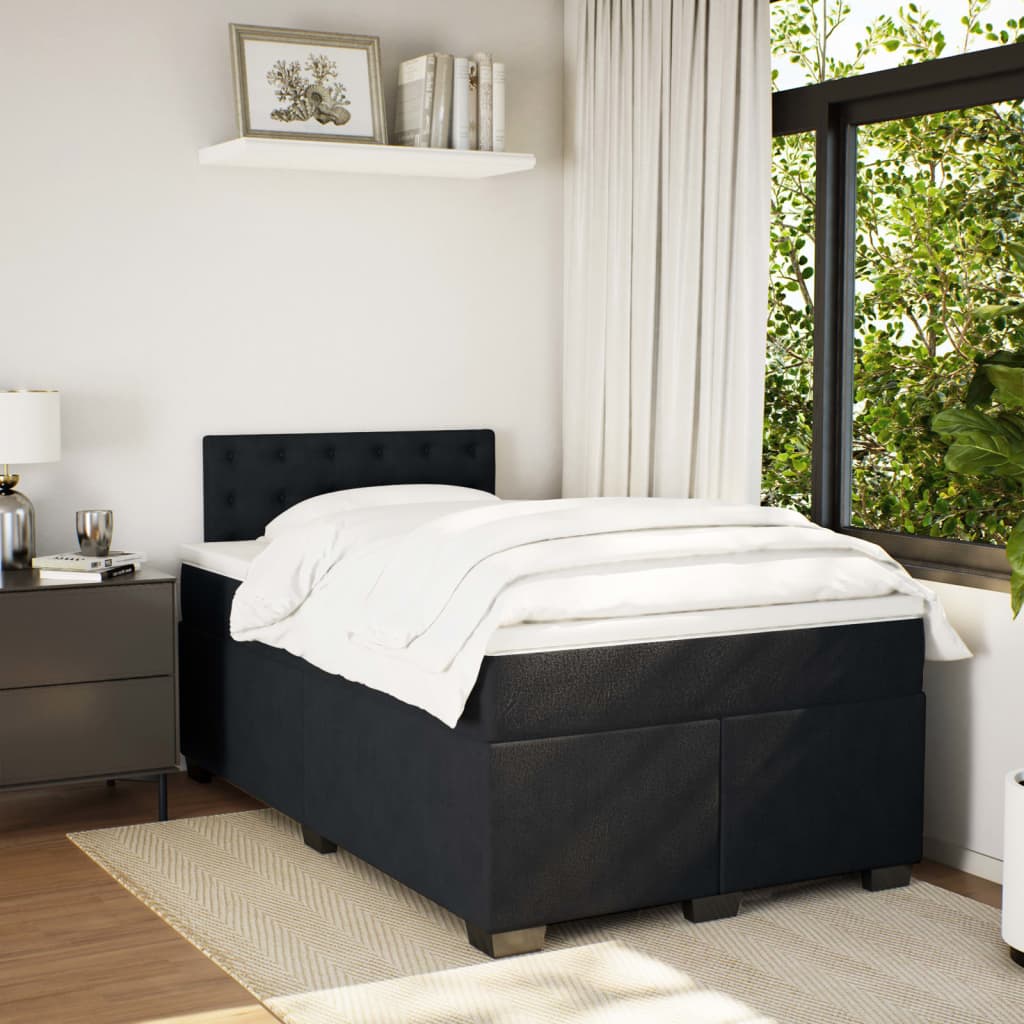 Sommier à lattes de lit avec matelas Noir 120x200 cm Velours - XIOS