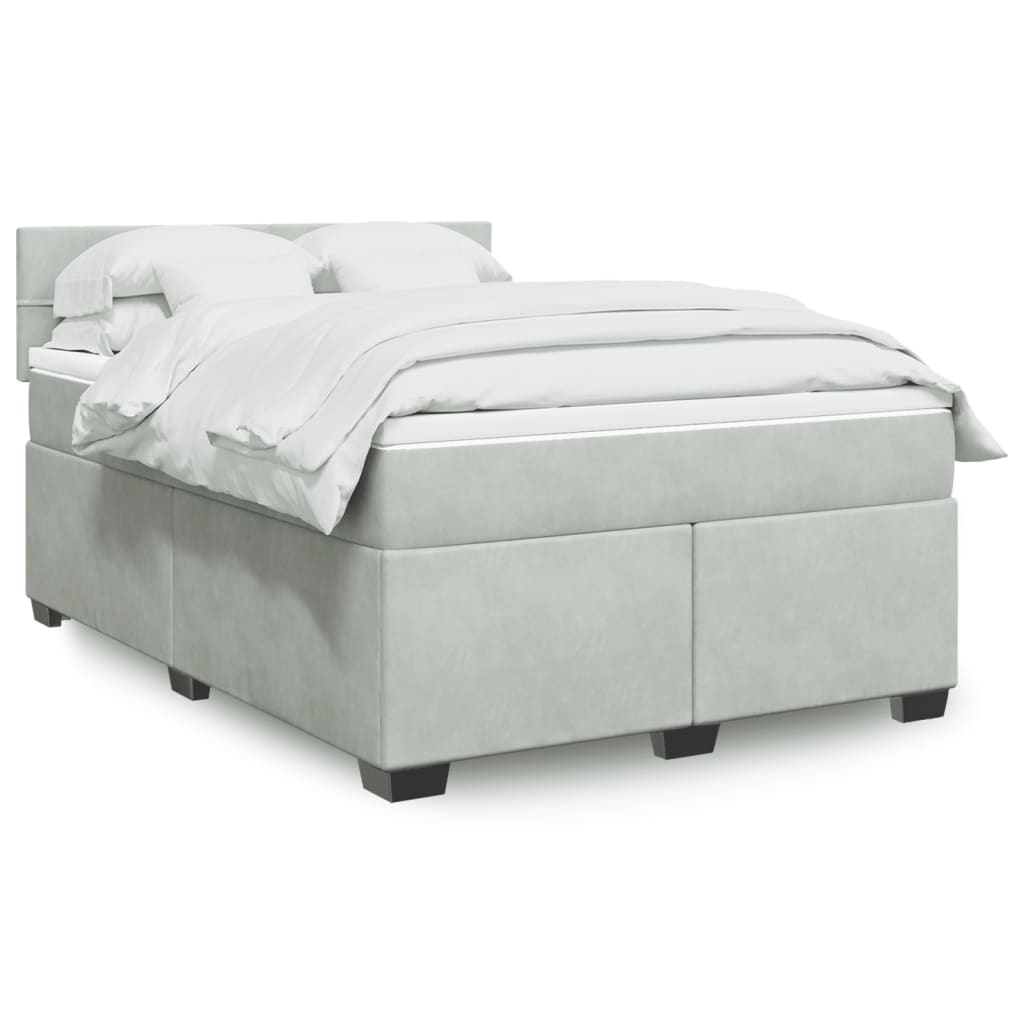 Sommier à lattes de lit et matelas Gris clair 140x190cm Velours - XIOS