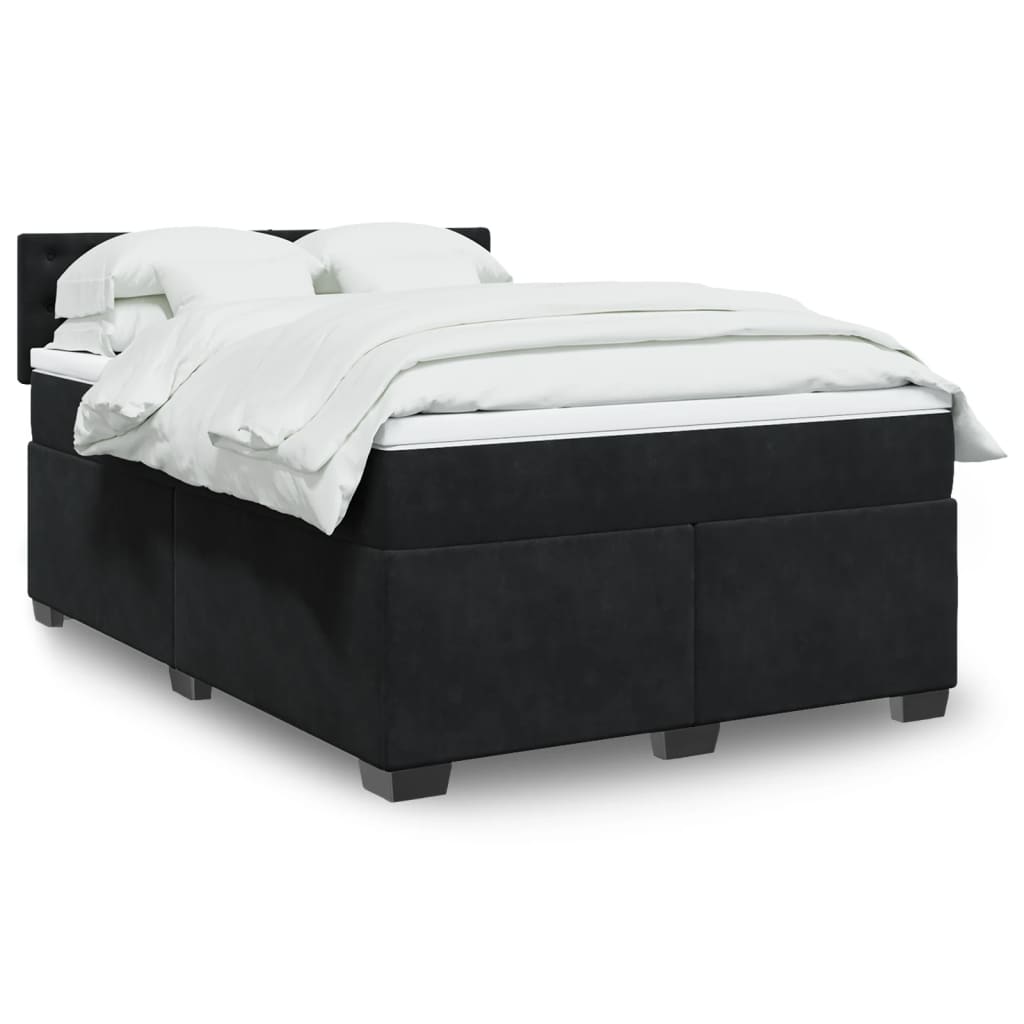 Sommier à lattes de lit avec matelas Noir 140x190 cm Velours - XIOS