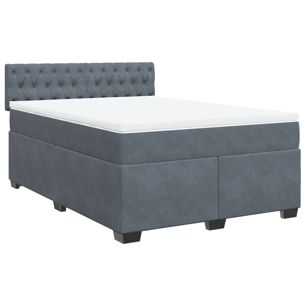 Sommier à lattes de lit et matelas Gris foncé 160x200cm Velours - XIOS