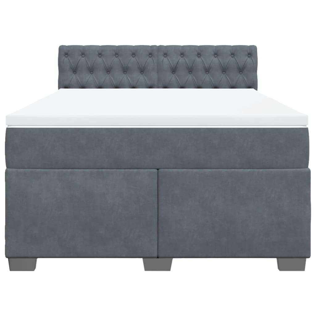Sommier à lattes de lit et matelas Gris foncé 160x200cm Velours - XIOS