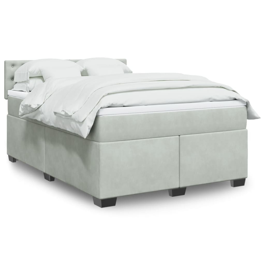 Sommier à lattes de lit et matelas Gris clair 160x200cm Velours - XIOS