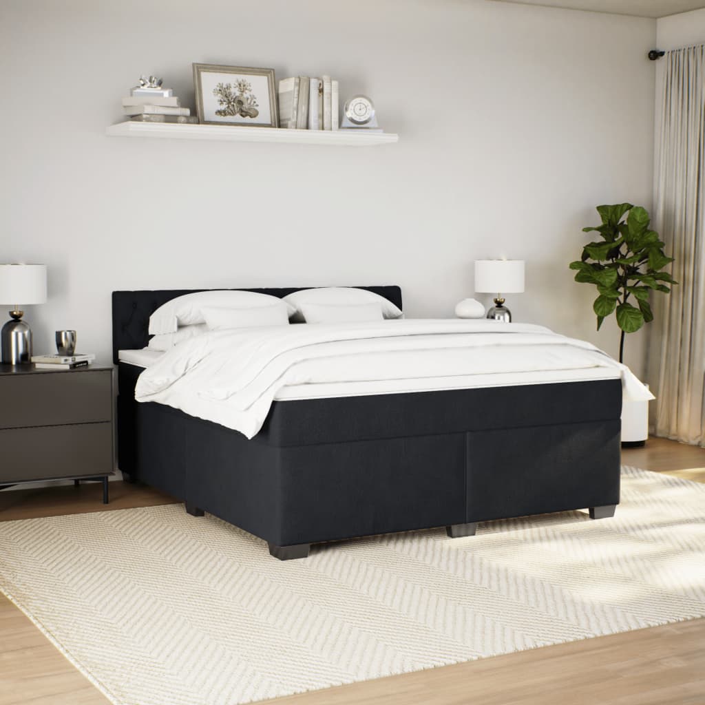 Sommier à lattes de lit avec matelas Noir 180x200 cm Velours - XIOS