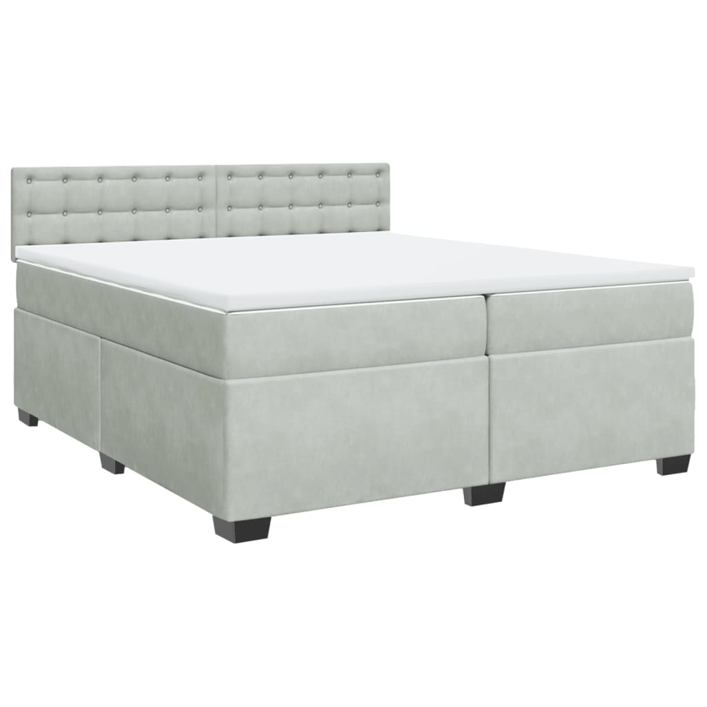 Sommier à lattes de lit et matelas Gris clair 200x200cm Velours - XIOS