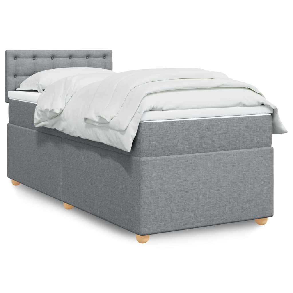 Sommier à lattes de lit avec matelas gris clair 80x200 cm tissu - XIOS