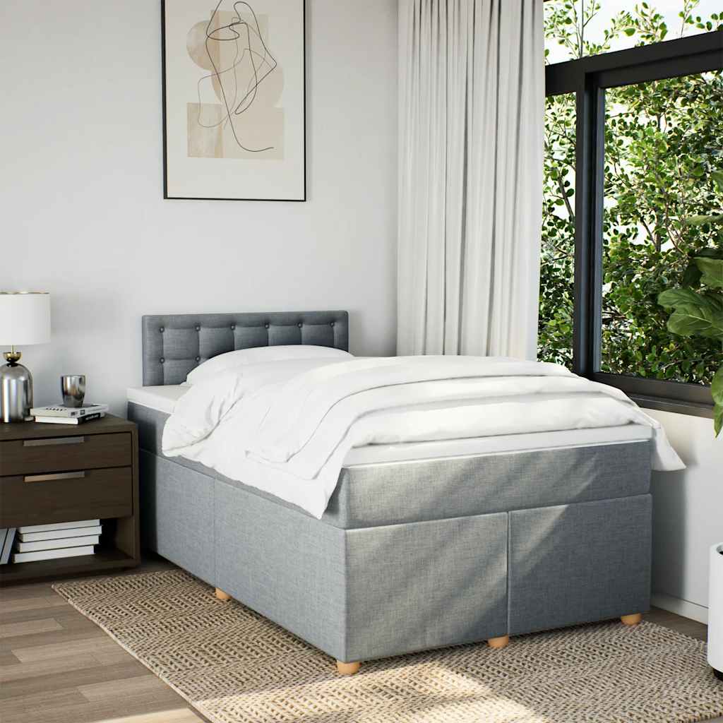 Sommier à lattes de lit et matelas gris clair 120x190 cm tissu - XIOS