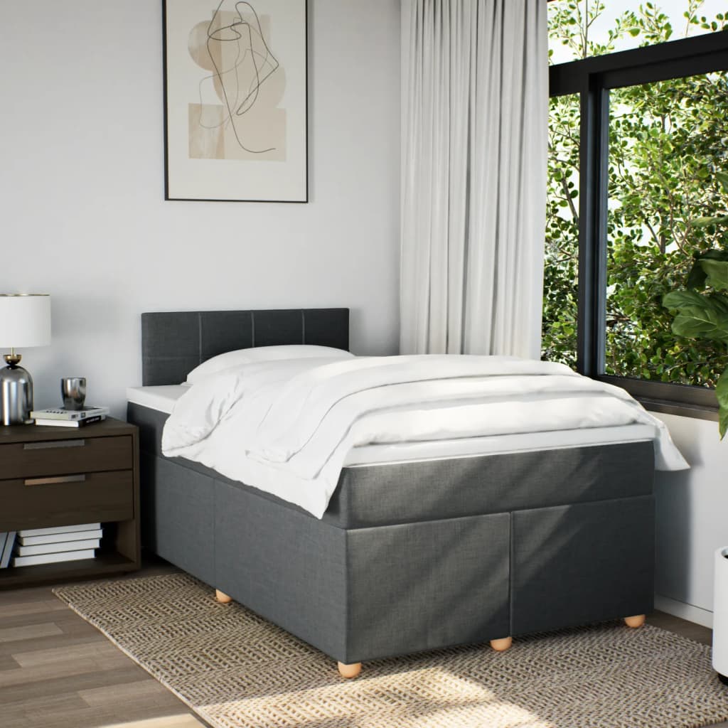 Sommier à lattes de lit avec matelas Gris foncé 120x200cm Tissu - XIOS