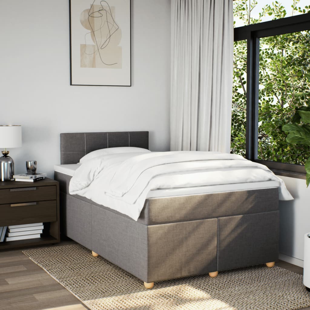 Sommier à lattes de lit avec matelas Taupe 120x200 cm Tissu - XIOS