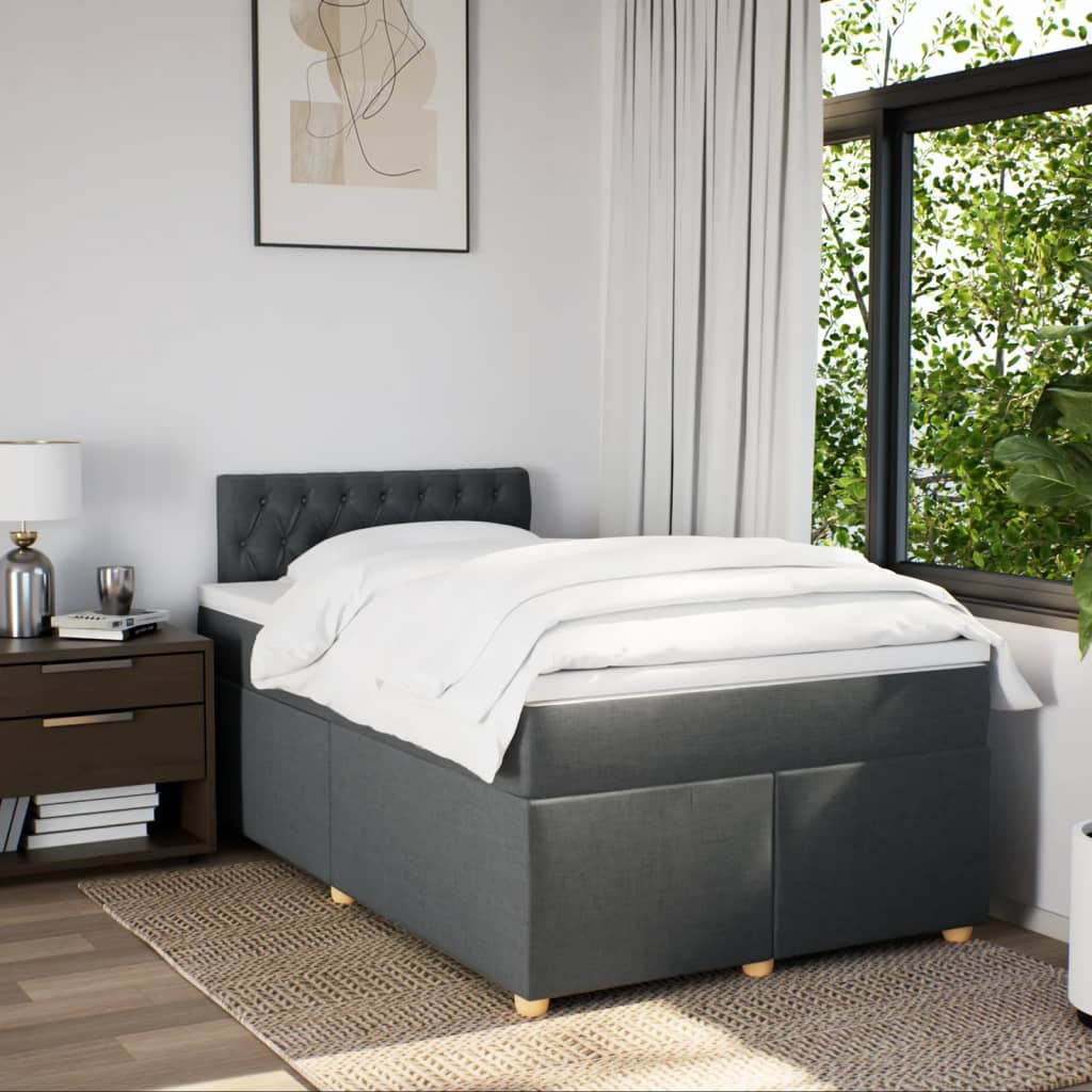 Sommier à lattes de lit avec matelas Gris foncé 120x200cm Tissu - XIOS