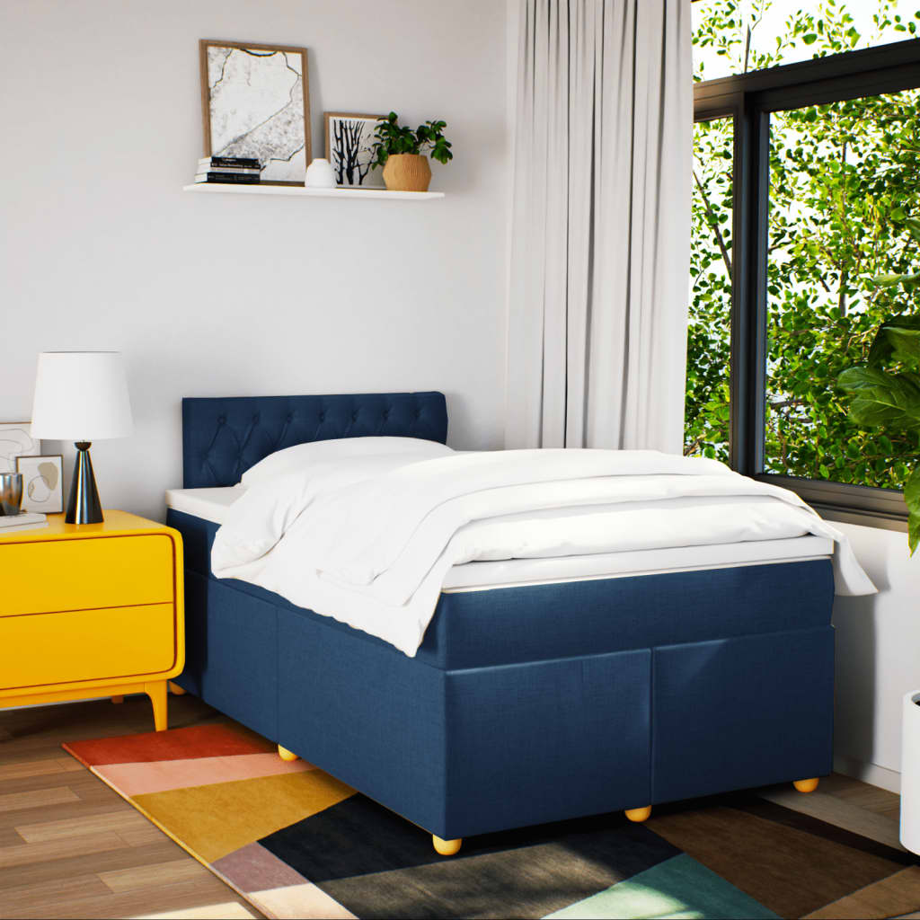 Sommier à lattes de lit avec matelas Bleu 120x200 cm Tissu - XIOS