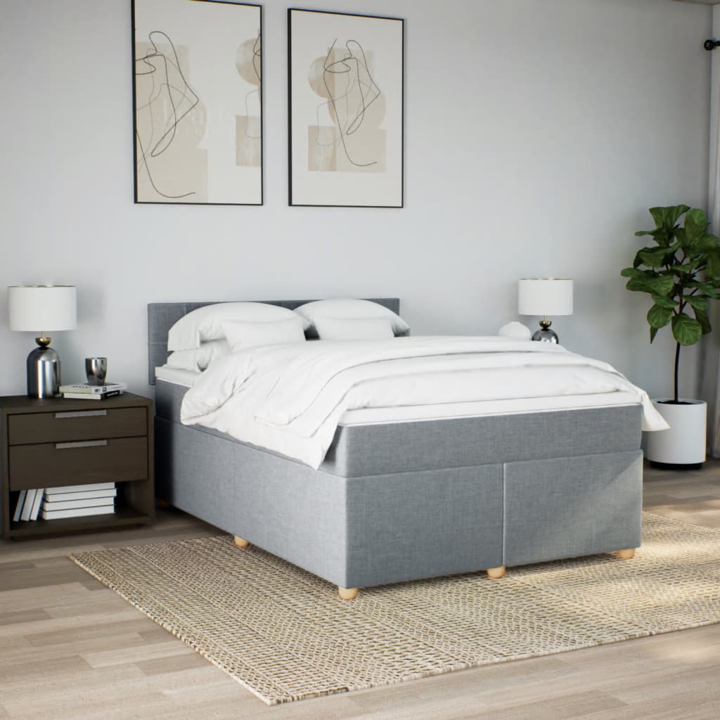 Sommier à lattes de lit avec matelas Gris clair 140x190cm Tissu - XIOS