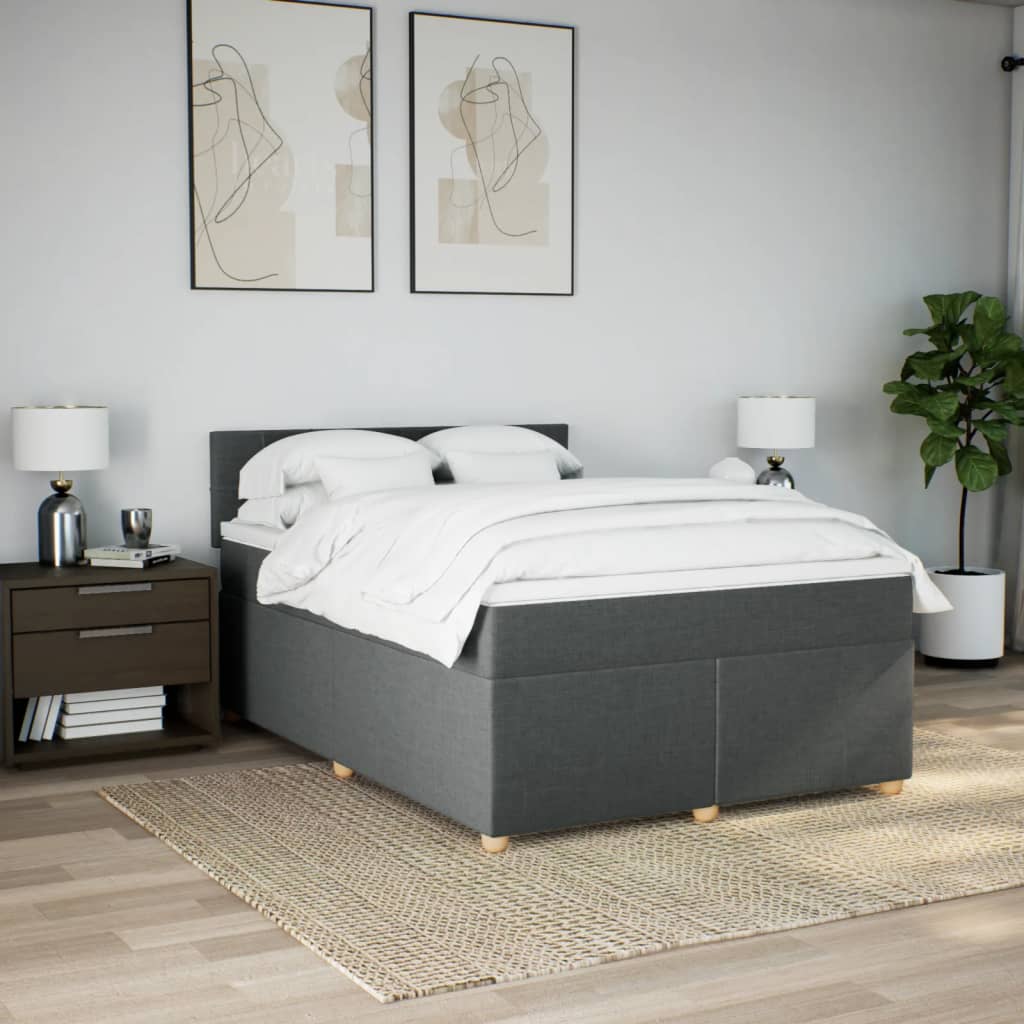 Sommier à lattes de lit avec matelas Gris foncé 140x190cm Tissu - XIOS