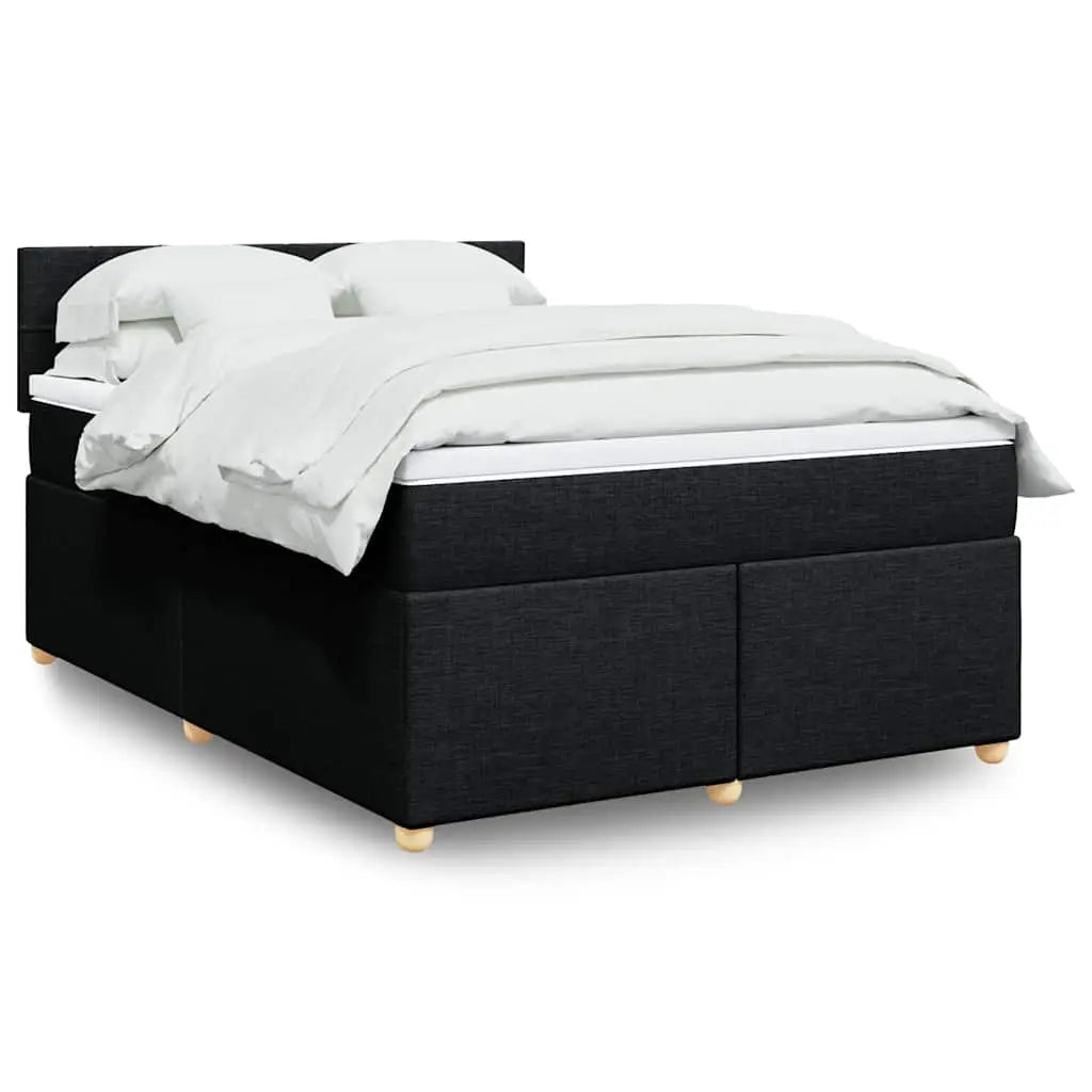 Sommier à lattes de lit avec matelas Noir 140x190 cm Tissu - XIOS