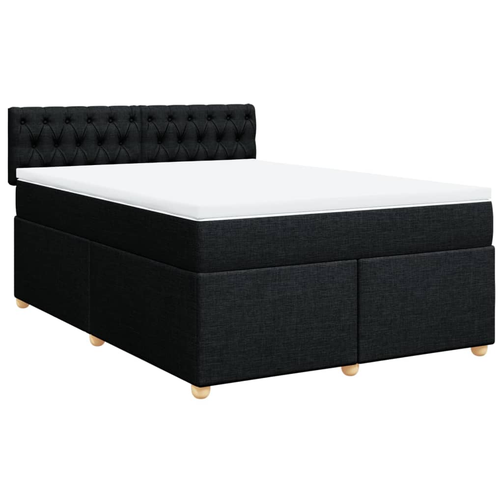 Sommier à lattes de lit avec matelas Noir 140x190 cm Tissu - XIOS