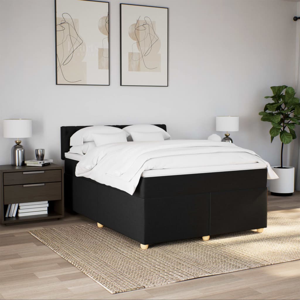 Sommier à lattes de lit avec matelas Noir 140x190 cm Tissu - XIOS