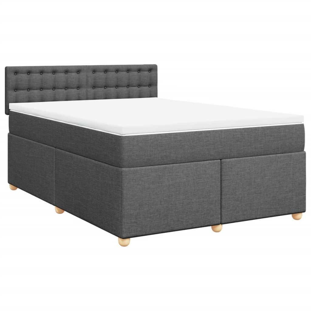 Sommier à lattes de lit avec matelas Gris foncé 140x190cm Tissu - XIOS