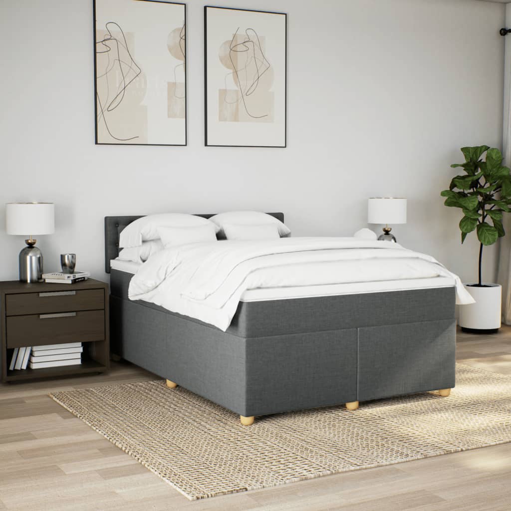 Sommier à lattes de lit avec matelas Gris foncé 140x190cm Tissu - XIOS