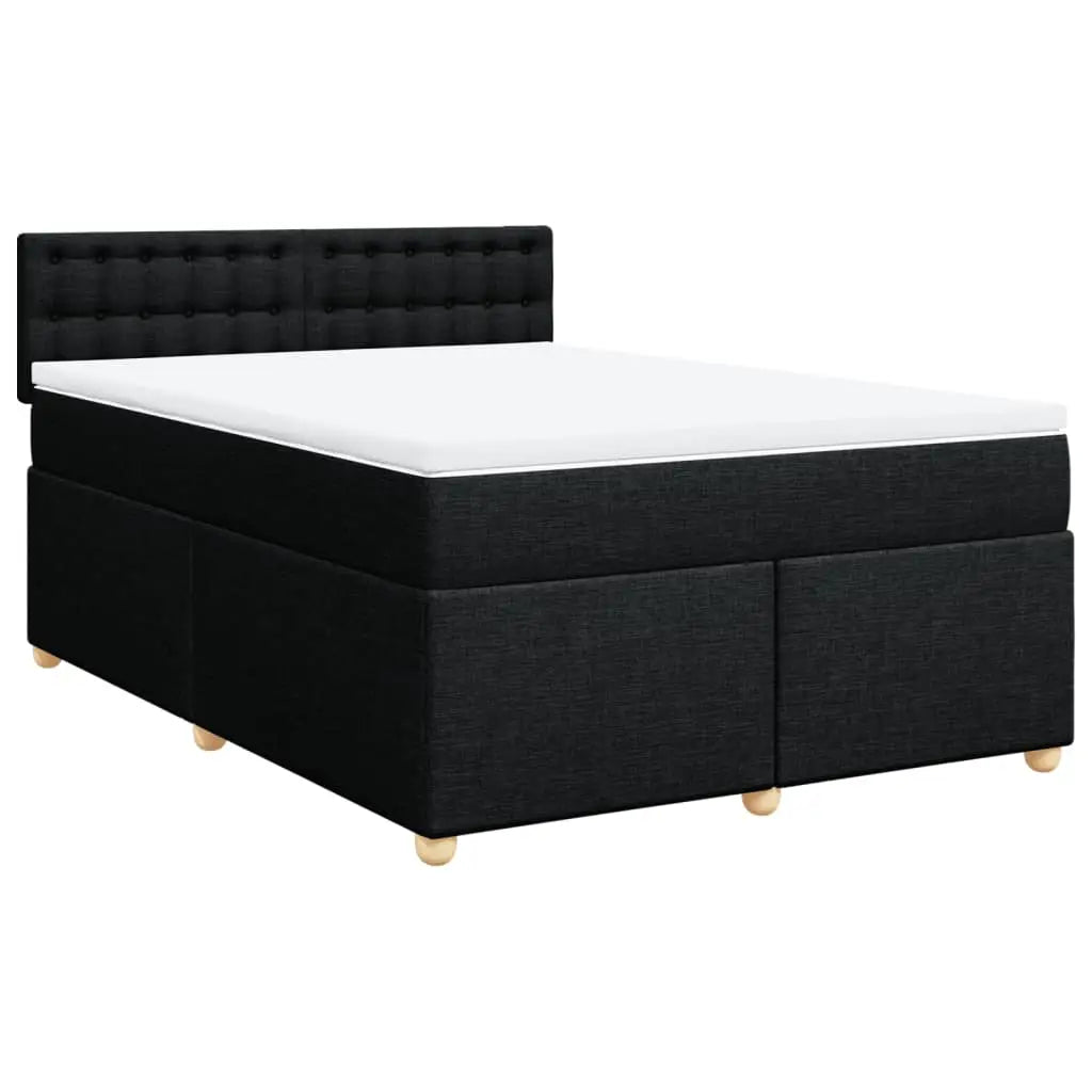 Sommier à lattes de lit avec matelas Noir 140x190 cm Tissu - XIOS