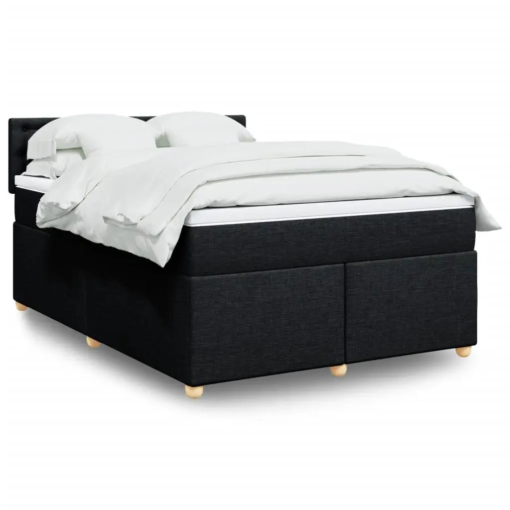 Sommier à lattes de lit avec matelas Noir 140x190 cm Tissu - XIOS