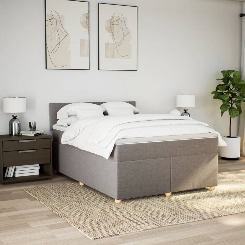 Sommier à lattes de lit avec matelas Taupe 140x200 cm Tissu - XIOS