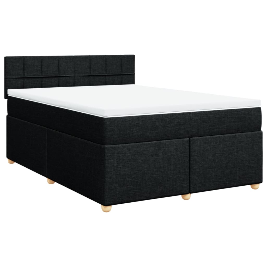 Sommier à lattes de lit avec matelas Noir 140x200 cm Tissu - XIOS