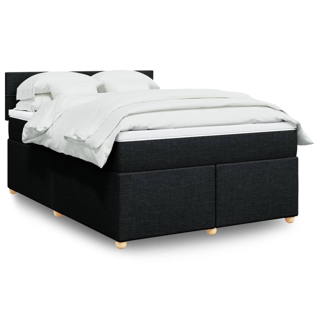 Sommier à lattes de lit avec matelas Noir 140x200 cm Tissu - XIOS