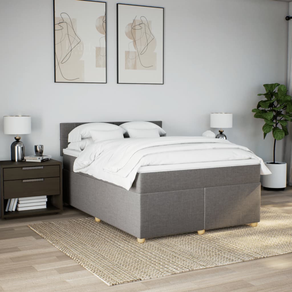 Sommier à lattes de lit avec matelas Taupe 140x200 cm Tissu - XIOS