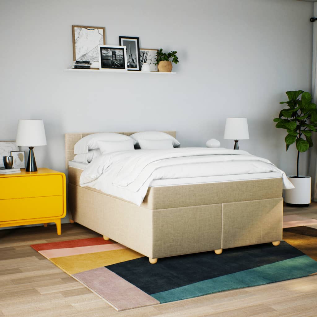 Sommier à lattes de lit avec matelas Crème 140x200 cm Tissu - XIOS