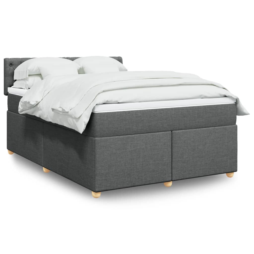 Sommier à lattes de lit avec matelas Gris foncé 140x200cm Tissu - XIOS