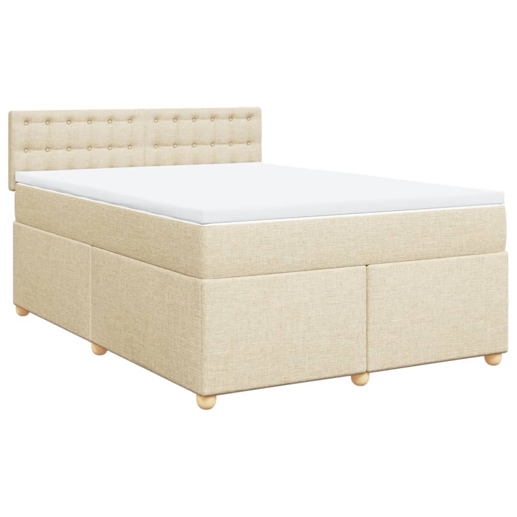 Sommier à lattes de lit avec matelas Crème 140x200 cm Tissu - XIOS