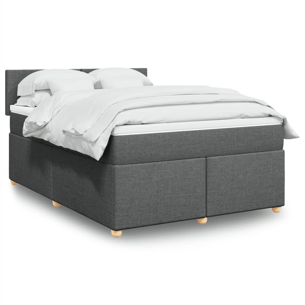 Sommier à lattes de lit avec matelas Gris foncé 160x200cm Tissu - XIOS