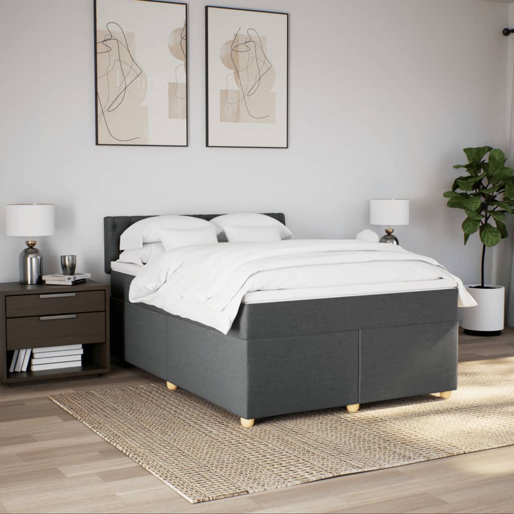 Sommier à lattes de lit avec matelas Gris foncé 160x200cm Tissu - XIOS