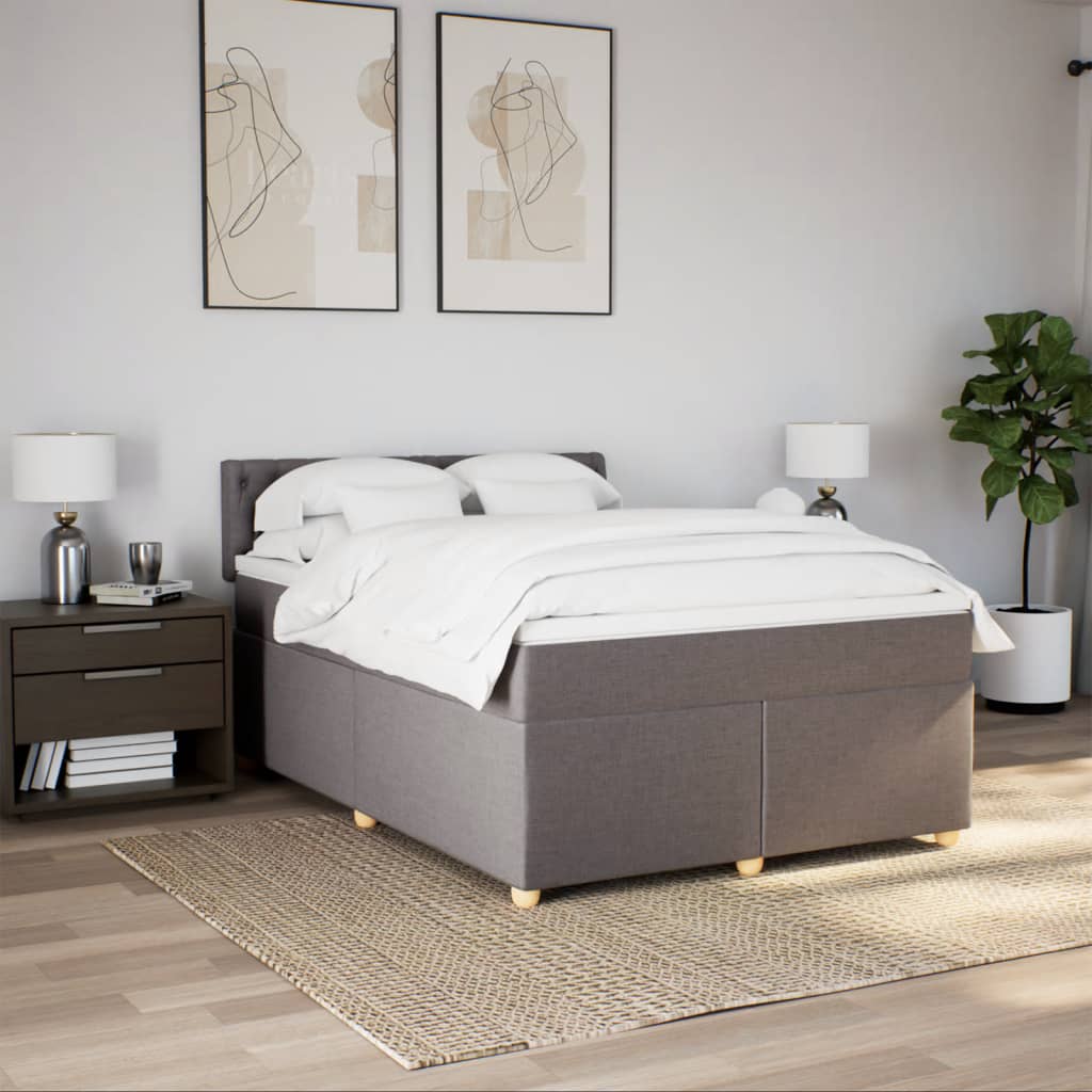 Sommier à lattes de lit avec matelas Taupe 160x200 cm Tissu - XIOS